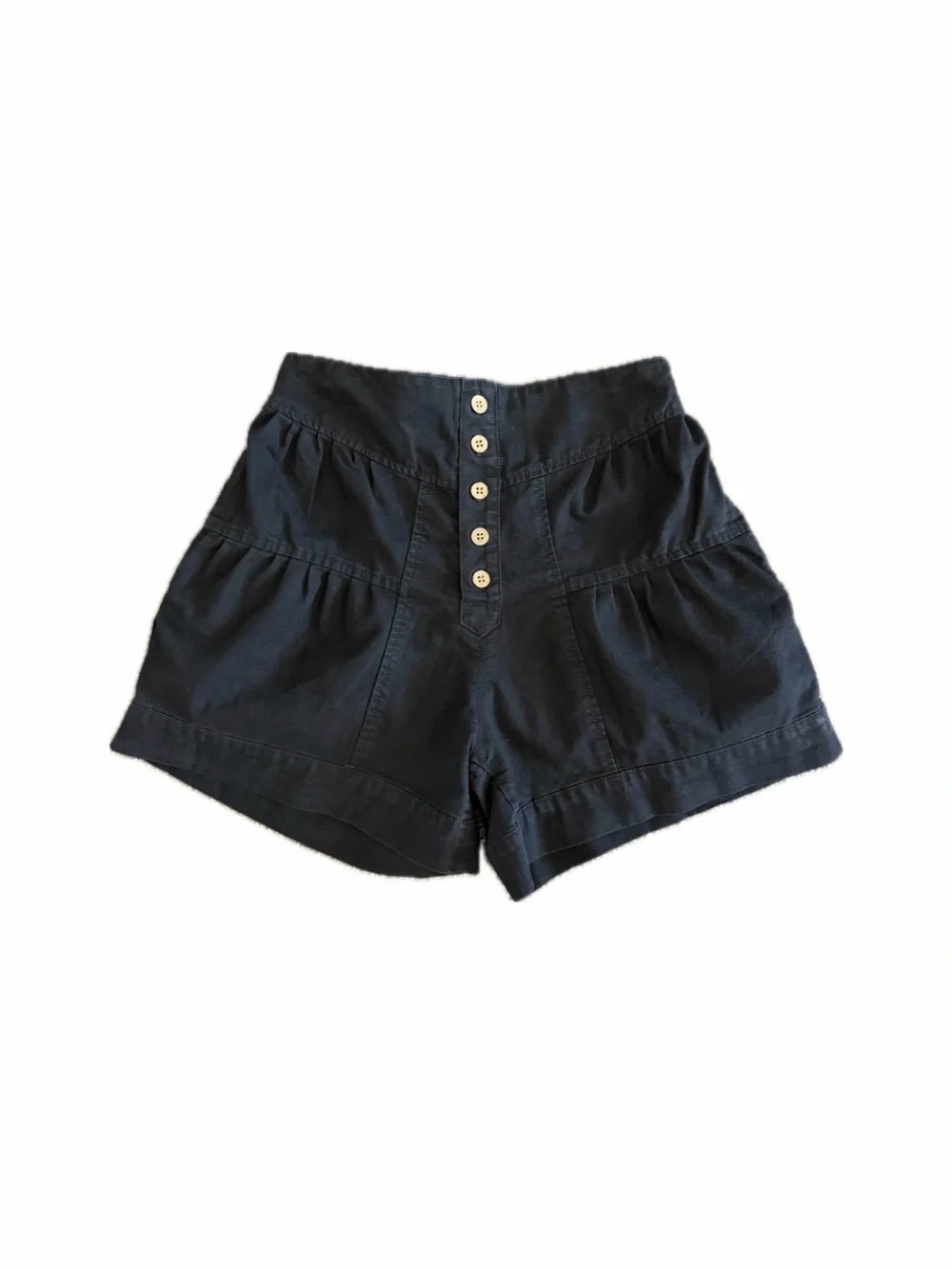 Cicy Bell High-Waist Black Button-Front Women's Shorts